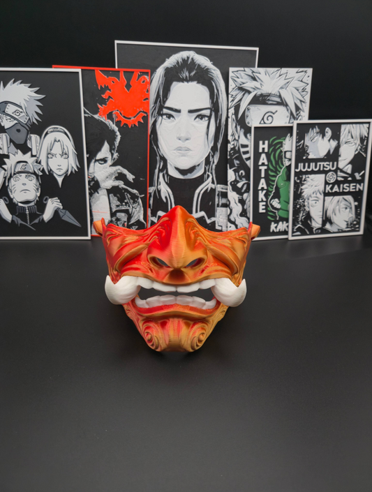 Oni-Maske Red-Gold Silk